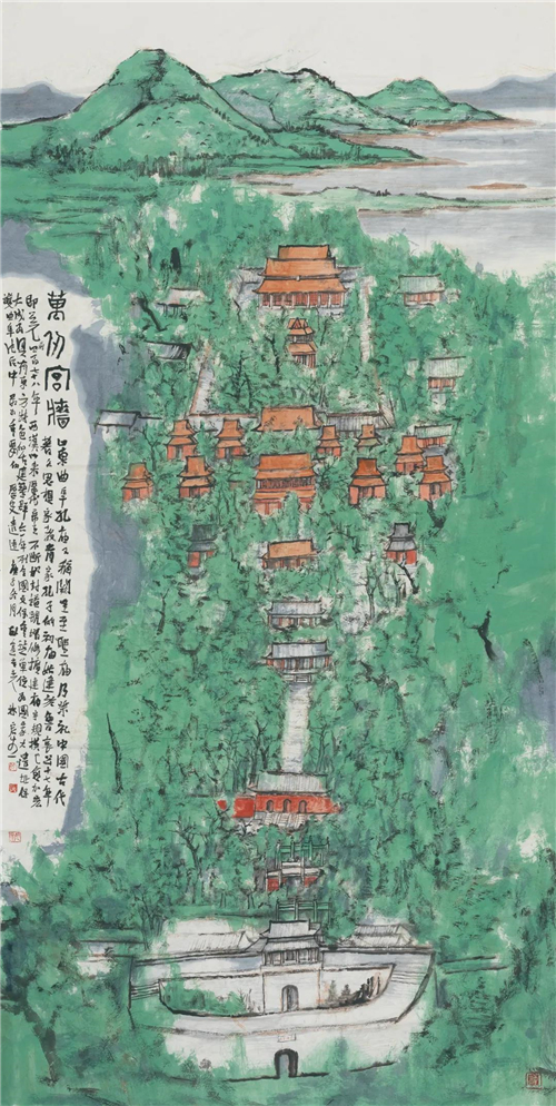 林容生 万仞宫墙 纸本设色 246cm×123cm 2020年