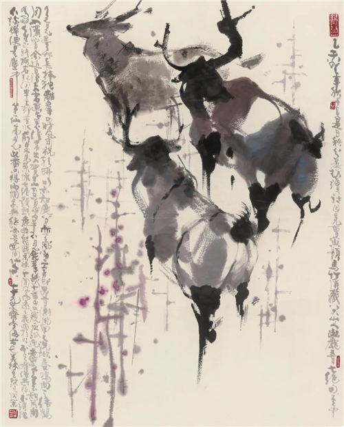 韩美林 春鹿图 190×152cm 2015年