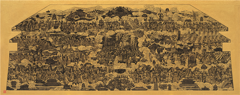 张敏杰 陕西丝绸之路世界遗产 版画 200cm×501cm