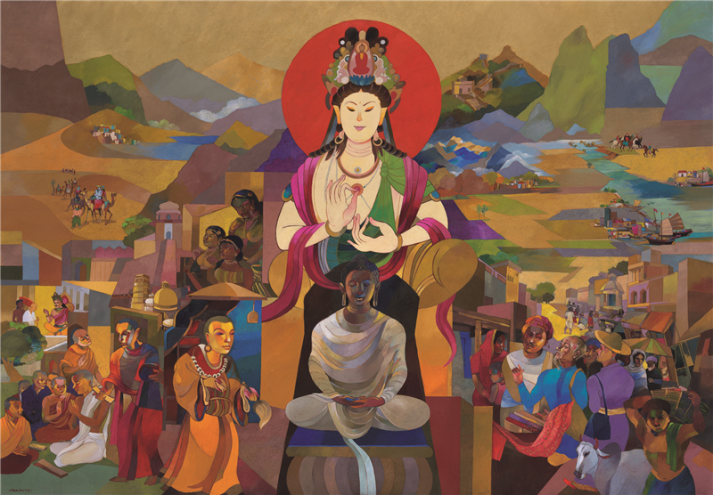 尼仁（印度） 丝绸之路：旅行、战斗和信仰 油画 250cm×360cm