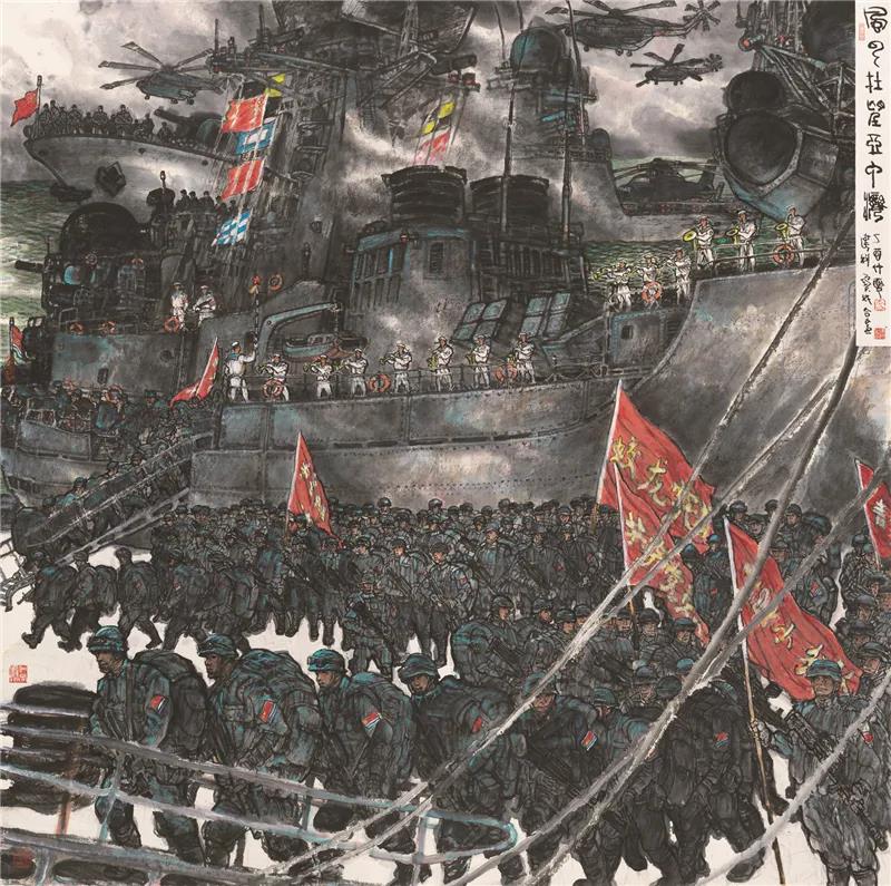 李宝林、吴建科 风云在望亚丁湾 国画 200cm×200cm