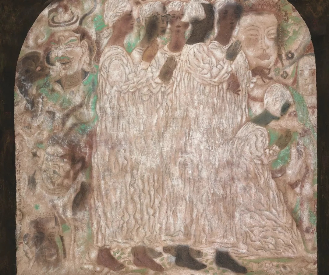 唐勇力 顶礼膜拜 80×94cm 1991年 中国画