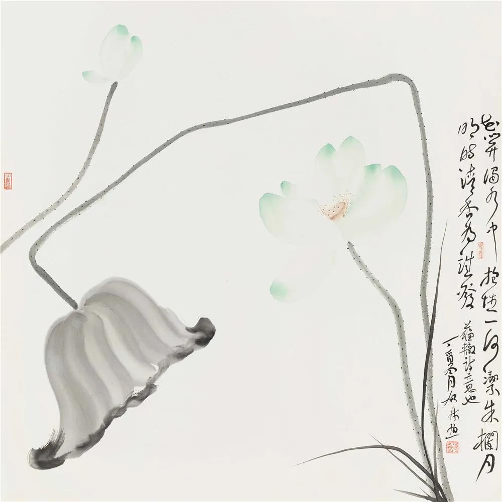 何加林 花开浊水中 64cm×64cm