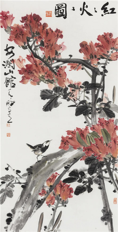 陈鹏 红红火火图 137cmx68cm 纸本彩墨 2021年