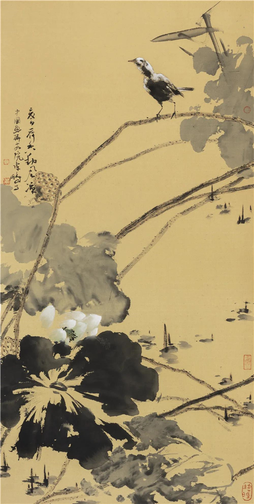 陈鹏 夏日荷香动风凉 137cmx68cm 纸本彩墨 2020年