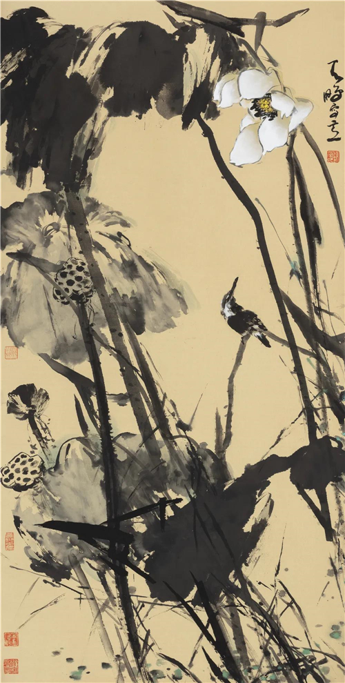 陈鹏 清秋 137cmx68cm 纸本彩墨 2021年