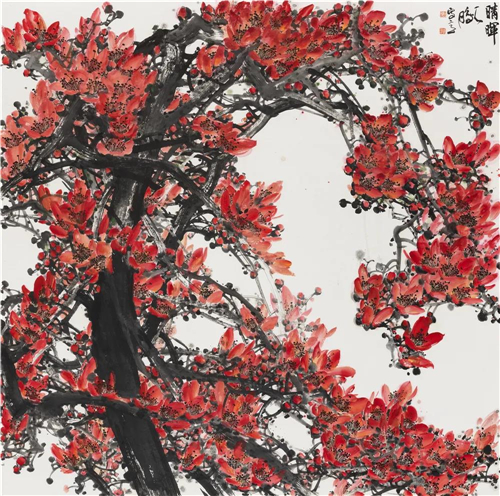 陈鹏 晴晖 200cmx200cm 纸本彩墨 2021年