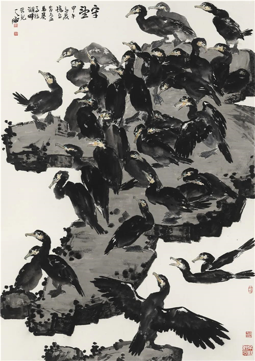 陈鹏 守望 62cmx33cm 纸本彩墨 2014年