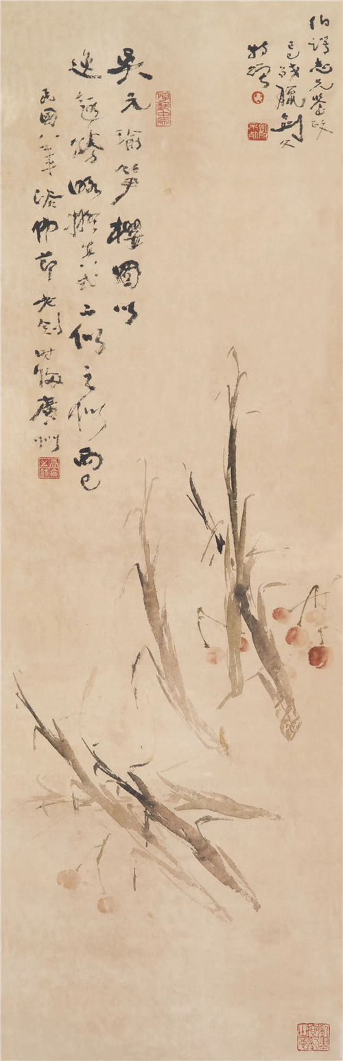 高剑父笋樱图中国画112cm×47cm1919年