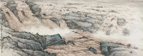 关山月 壶口观瀑 中国画 144cm×364cm 1994年
