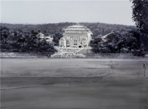 刘寿祥 历史记忆一（武汉大学奥林匹克运动场） 水彩画 54cm×73cm 2015年