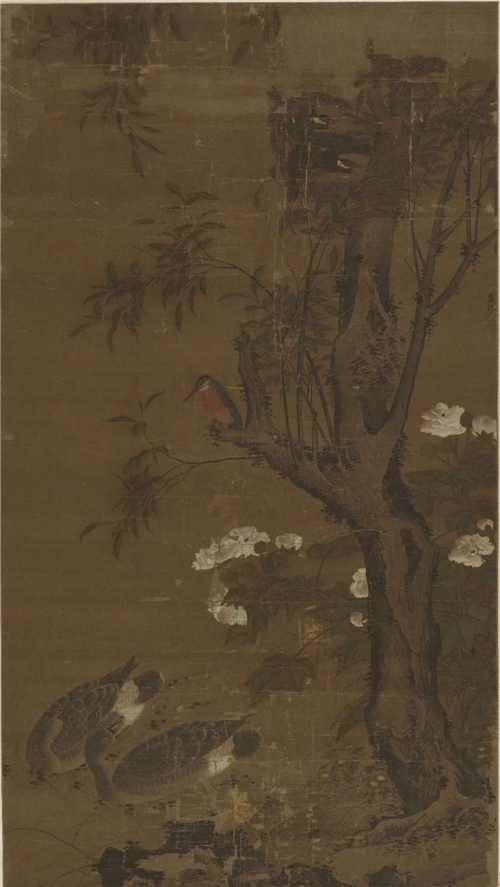 【明】吕纪 芙蓉秋禽 中国画 180.7cm×101.1cm
