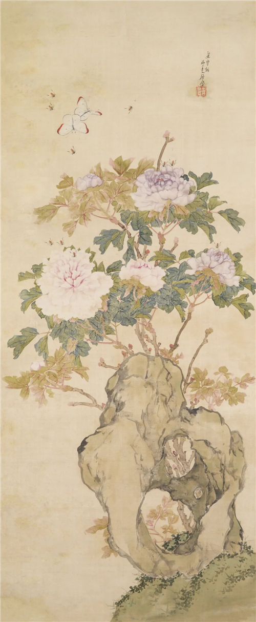居廉蜂涌双蝶中国画106cm×34cm1895年